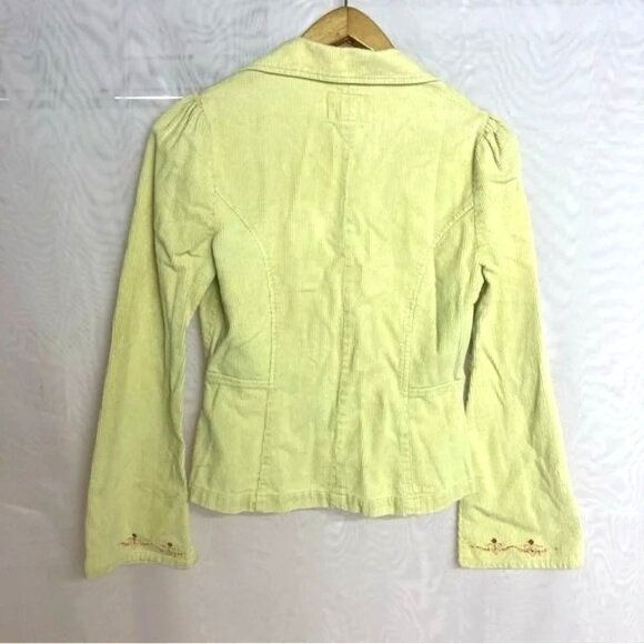 Vintage Blanc Noir Kharma Yellow Corduroy Jacket Floral Embroidery Small - Picture 6 of 6